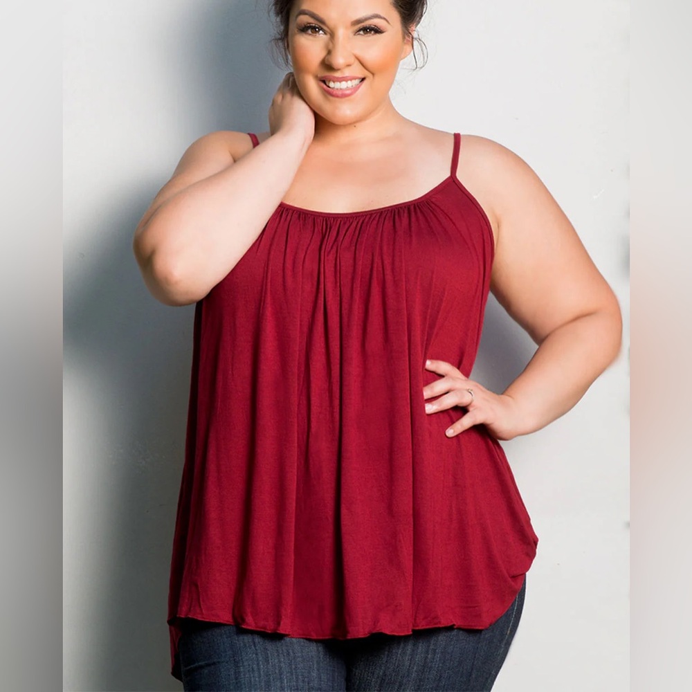 NWT Coeur de Vintage Burgundy Pleated Tank Top